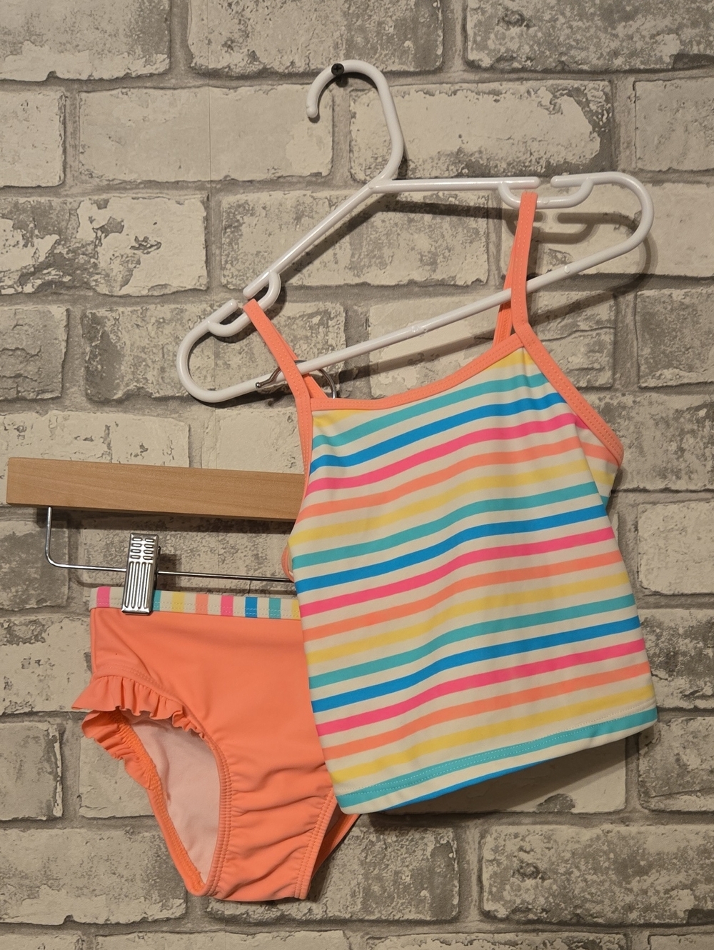 George Coral & Multi-Color Striped Girls Tankini